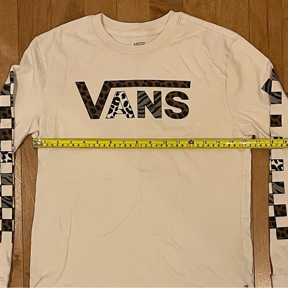 Vans Yodelz Long Sleeve Graphic Tee Leopard Cheetah Checkerboard Size XS Women’s - Picture 7 of 7
